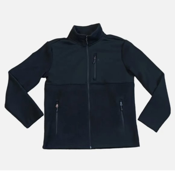 FREE COUNTRY mens Jacket Jet Black Zip-Up Hang Out Fleece Size Small - Picture 1 of 9